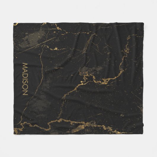 Goldschwarzer Marmor Fleecedecke (Vorderseite (Horizontal))