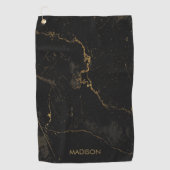Goldschwarzer Marmor Golfhandtuch (Vorderseite)