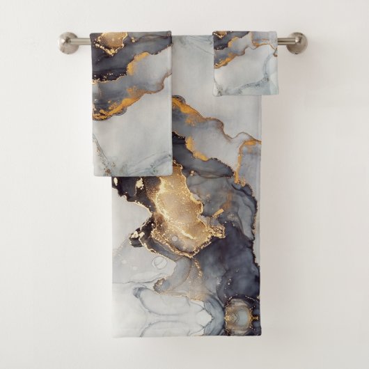 Goldschwarzer Marmor Hübsch Badhandtuch Set (Insitu)