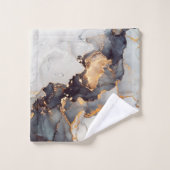 Goldschwarzer Marmor Hübsch Badhandtuch Set (Waschlappen)