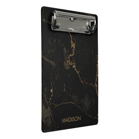 Goldschwarzer Marmor Mini Klemmbrett (Schrägansicht)