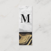 Goldschwarzer Marmor | Monogramm aus weißem Marmor Mini Visitenkarte (Vorderseite)