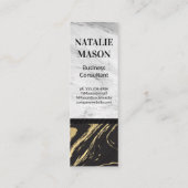 Goldschwarzer Marmor | Monogramm aus weißem Marmor Mini Visitenkarte (Rückseite)