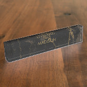 Goldschwarzer Marmor Namensplakette (Seite)