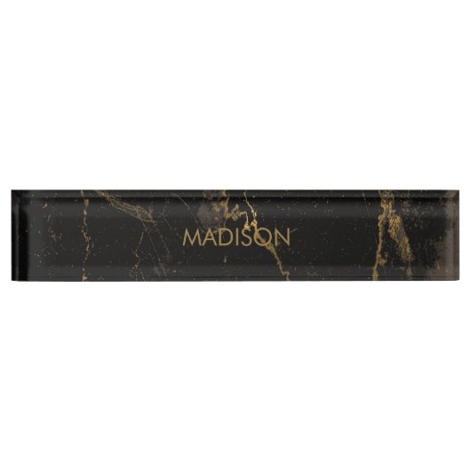 Goldschwarzer Marmor Namensplakette (Vorderseite)