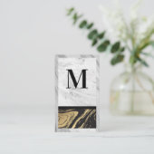 Goldschwarzer Marmor | Rahmen aus weißem Marmor Visitenkarte (Stehend Vorderseite)