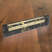 goldschwarzer Marmorschild Namensplakette (Seite)