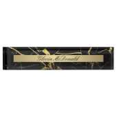 goldschwarzer Marmorschild Namensplakette (Vorderseite)