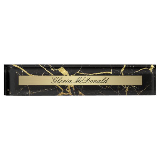 goldschwarzer Marmorschild Namensplakette (Vorderseite)
