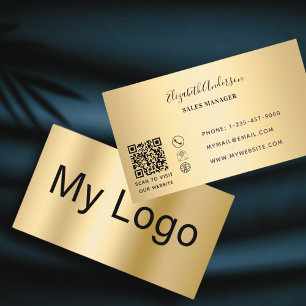Goldschwarzer QR-Code, rechteckiges Logo Visitenkarte