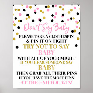 Goldschwarzer rosa Confetti sagen nicht Poster