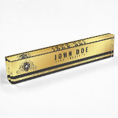 Goldschwarzer Schreibtisch mit Monogramm Namensplakette