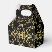 Goldschwarzer Swirl Gothic Wedding Geschenkschachtel (Rückseite)