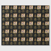 Goldschwarzer Weihnachtsbaum Custom Foto Sentiment Geschenkpapier (Flach)