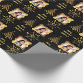Goldschwarzer Weihnachtsbaum Custom Foto Sentiment Geschenkpapier (Ecke)