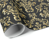Goldschwarzes Damast-Packpapier Geschenkpapier (Rolleneckpunkt)