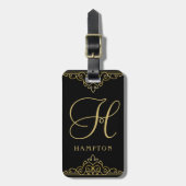 Goldschwarzes elegantes Skript-nobles mit Gepäckanhänger (Vorderseite vertikal)