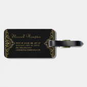 Goldschwarzes elegantes Skript-nobles mit Gepäckanhänger (Rückseite horizontal)