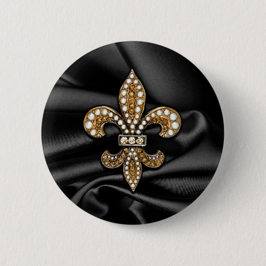 Goldschwarzes Lilien-Satin-Juwel Button (Vorderseite)