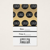 Goldschwarzes Logo mit Bar-Code-Bekleidungspreis-T (Rückseite)