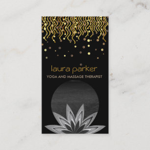 Goldschwarzes Lotos-Blumen-Logo-Yoga-heilende Visitenkarte