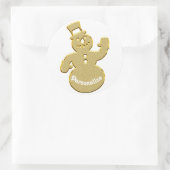Goldschwellender niedlicher Schneemannsticker Runder Aufkleber (Tasche)