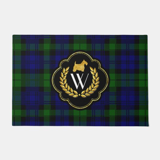 GoldScottie, -Kranz und -monogramm Fußmatte (Vorderseite)