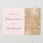 Goldsequenzen Sweet 16 Blush Pink Einladung<br><div class="desc">Das Image glitzernder Goldsequins macht das zu einer wahrhaft unvergesslichen Einladung.  Hinzufügen,  Arrangieren und Vergrößern von Text nach Wunsch. Brauchen Sie Hilfe und schicken Sie mir einfach eine Nachricht und ich werde Ihnen gerne weiterhelfen.</div>