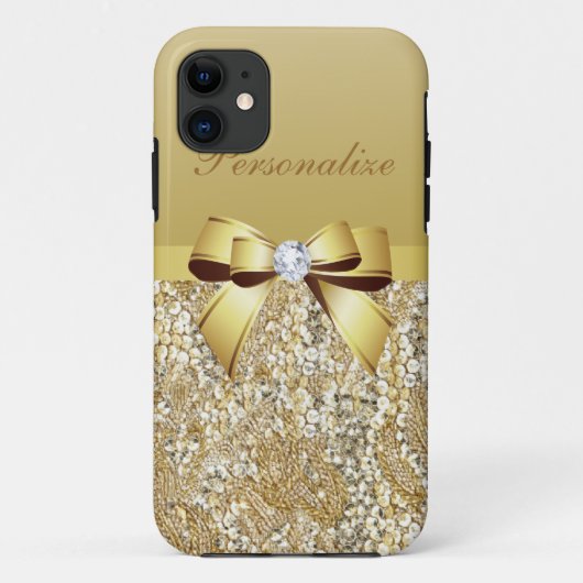 GoldSequins, -bogen u. -diamant personalisiert Case-Mate iPhone Hülle (Rückseite)
