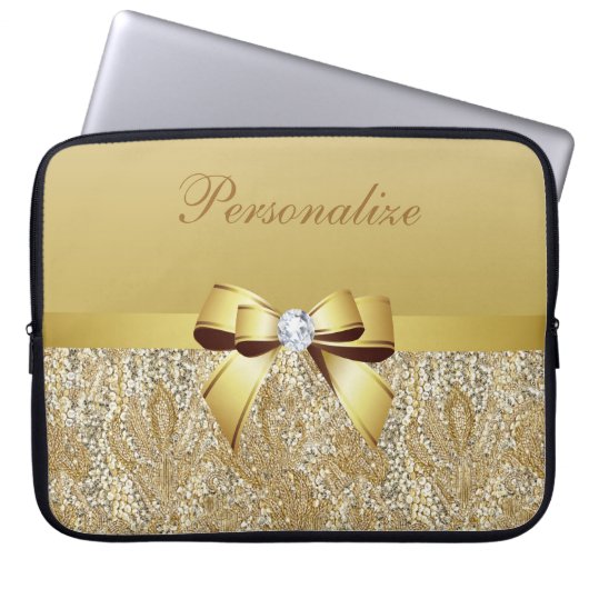 GoldSequins, -bogen u. -diamant personalisiert Laptopschutzhülle (Vorderseite)
