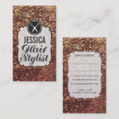 GOLDsequins-Schein-Haar-Stylist-Verabredung Terminkarte (Vorne/Hinten)