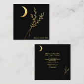 *~* Goldsichelförmiges Mond-Goldlaub-Blätter Quadratische Visitenkarte (Vorne/Hinten)