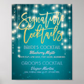 Goldsignatur Cocktail Drink Menü Hochzeitsdekor Poster (Vorne)