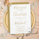 Goldsignatur-Script Hochzeitsessen Probe Einladung<br><div class="desc">Die stilvolle Einladung zum Probe-Dinner in edler Goldsignatur mit ihren charakteristischen Stilnamen kann mit Ihren Informationen in schicker Schrift personalisiert werden. Entwickelt von Thisisnotme©</div>