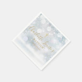 Goldsignatur-Script Wintertaufe Christening Serviette (Ecke)