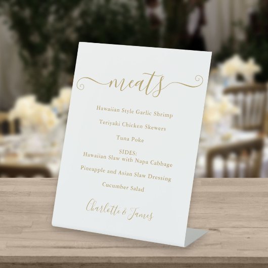 Goldsignatur-Skript für das Menü Lebensmittel Sockelschild