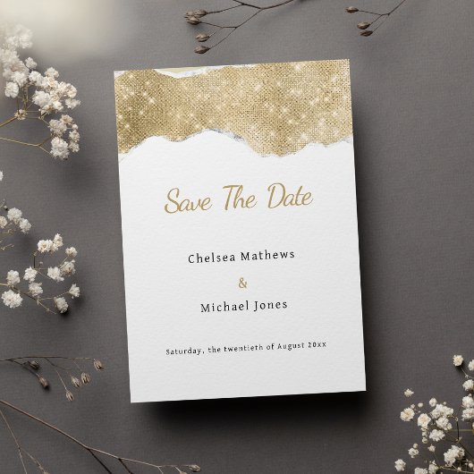 Goldsilber-Glitzer Glam Save the Date