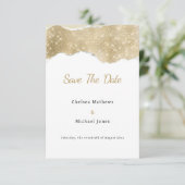 Goldsilber-Glitzer Glam Save the Date (Stehend Vorderseite)