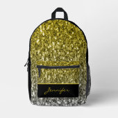 Goldsilber-Glitzer Glitzern, Individuelle Name Bedruckter Rucksack (Vorderseite)
