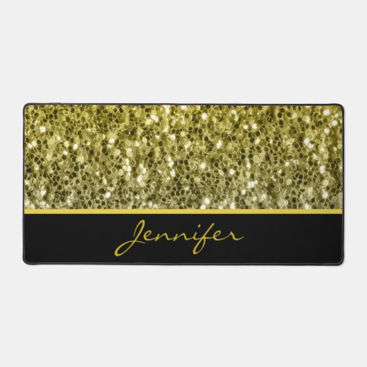 Goldsilber-Glitzer Glitzern, Individuelle Name Schreibtischunterlage (Vorderseite)