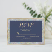 Goldsilber-Navy-Glitzer-UAWG RSVP Karte (Stehend Vorderseite)
