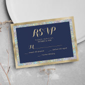 Goldsilber-Navy-Glitzer-UAWG RSVP Karte