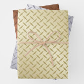 Goldsilber und Bronze-Diamantplatten-Muster Geschenkpapier Set (Beispiel)