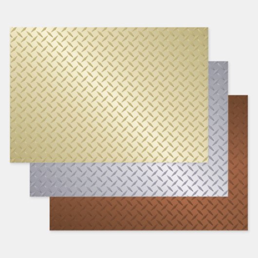 Goldsilber und Bronze-Diamantplatten-Muster Geschenkpapier Set (Set)
