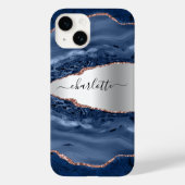 Goldsilbernamensskripte aus Edelmarmor-Rose Case-Mate iPhone Hülle (Rückseite)