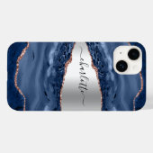 Goldsilbernamensskripte aus Edelmarmor-Rose Case-Mate iPhone Hülle (Rückseite (Horizontal))