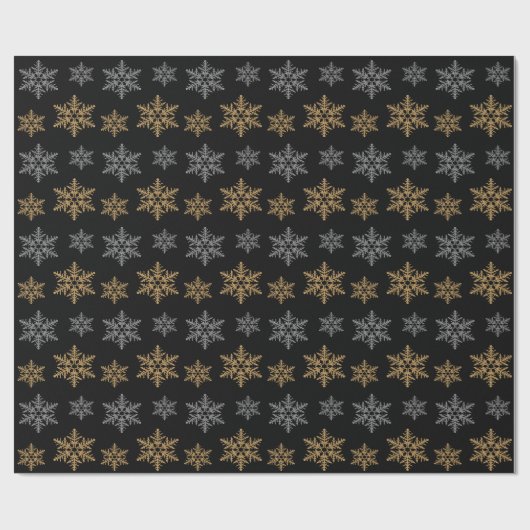Goldsilberne Imitat-Glitzer-Schneeflocken Geschenkpapier (Flach)