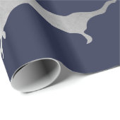 Goldsilbernes Ren-Weihnachtsfeiertags-Marine-Blau Geschenkpapier (Rolleneckpunkt)