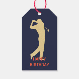 GoldSilhouette-Golfspieler-Geburtstag Geschenkanhänger