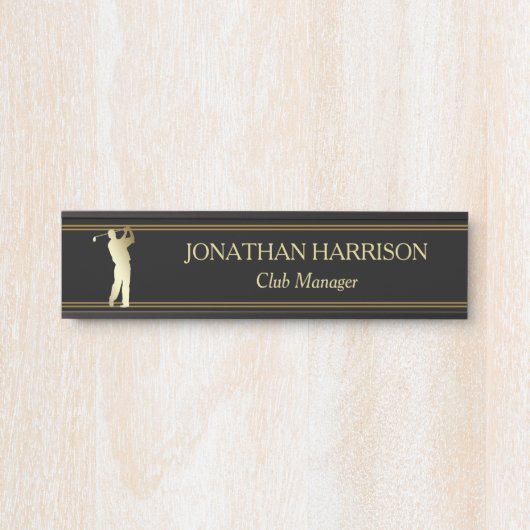 GoldSilhouette-Golfspieler-Namensschild Türschild (Vorderseite )